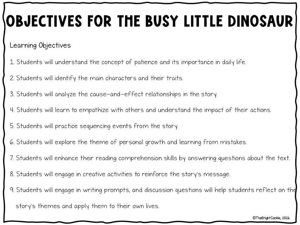 The Busy Little Dinosaur Digital Learning Resource